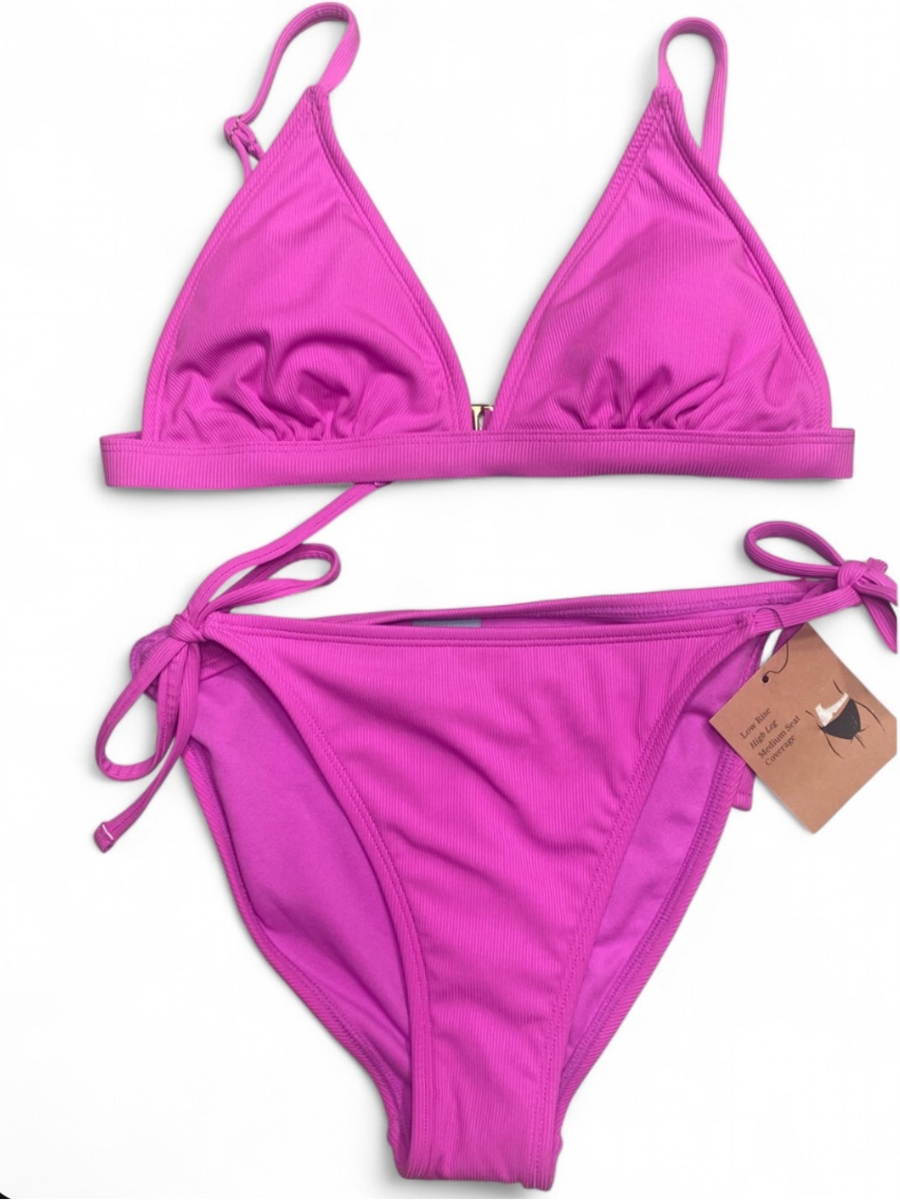 Fuchsia Triangle Tie-Side Bikini Set
